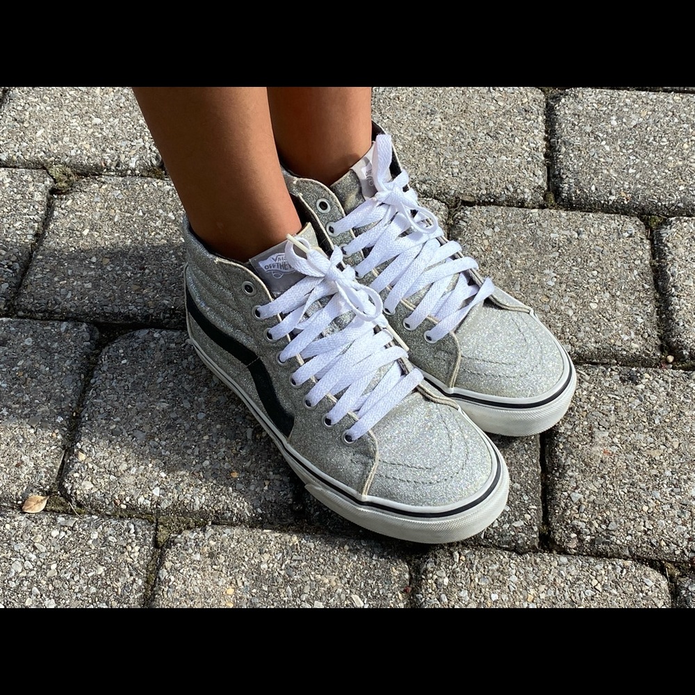 Vans sparkly silver beautiful hi top size 6.5 - Picture 7 of 11